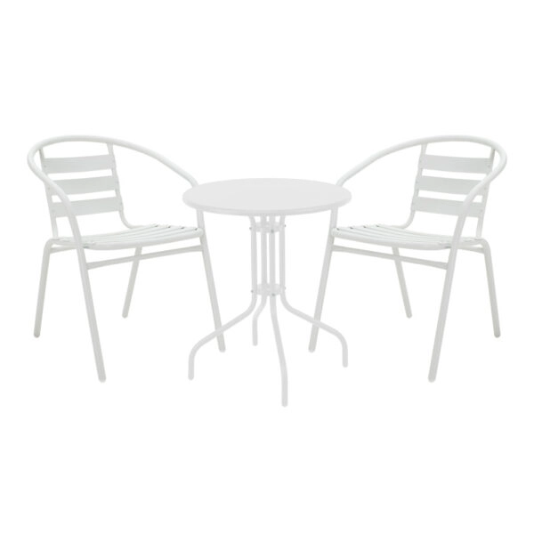 Τραπεζαρία Vergo-Tade  σετ 3τεμ λευκό μέταλλο Φ60x70εκ