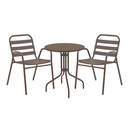 Τραπεζαρία Vergo-Sussie σετ 3 τεμ καφέ μέταλλο Φ60x70εκ