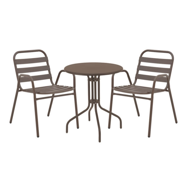 Τραπεζαρία Vergo-Sussie σετ 3 τεμ καφέ μέταλλο Φ60x70εκ