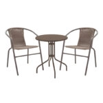 Τραπεζαρία Vergo-Obbi  3τεμ καφέ μέταλλο Φ60x70εκ