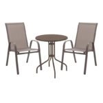 Τραπεζαρία Vergo-Calan  σετ 3τεμ καφέ μέταλλο Φ60x70εκ