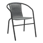 Τραπεζαρία Valor-Obbi  σετ 5τεμ μέταλλο μαύρο-γυαλί-pe γκρι 110x60x70εκ