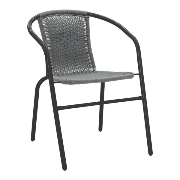 Τραπεζαρία Valor-Obbi  σετ 5τεμ μέταλλο μαύρο-γυαλί-pe γκρι 110x60x70εκ