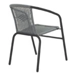 Τραπεζαρία Valor-Obbi  σετ 5τεμ μέταλλο μαύρο-γυαλί-pe γκρι 110x60x70εκ