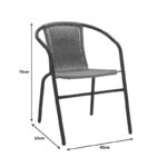 Τραπεζαρία Valor-Obbi  σετ 5τεμ μέταλλο μαύρο-γυαλί-pe γκρι 110x60x70εκ