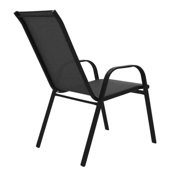 Τραπεζαρία Valor-Calan  σετ 5τεμ μέταλλο μαύρο-γυαλί-textilene μαύρο 110x60x70εκ