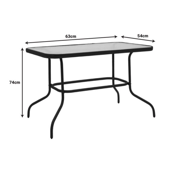 Τραπεζαρία Valor-Sussie  σετ 5τεμ μέταλλο μαύρο-γυαλί 110x60x70εκ
