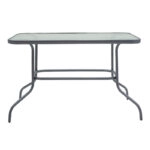 Τραπεζαρία Valor-Lindaria σετ 5τεμ μέταλλο ανθρακί-γυαλί-pe rattan 110x60x70εκ