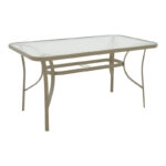 Τραπεζαρία Ensure-Calan  5τεμ μέταλλο-γυαλί σε σαμπανιζέ απόχρωση 140x80x70εκ