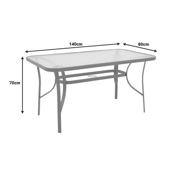 Τραπεζαρία Ensure-Calan  5τεμ μέταλλο-γυαλί σε σαμπανιζέ απόχρωση 140x80x70εκ