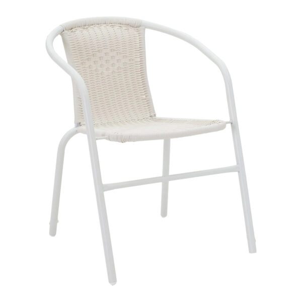 Τραπεζαρία Obbi-Ensure 5τεμ μέταλλο-γυαλί σε λευκή απόχρωση 120x70x70εκ