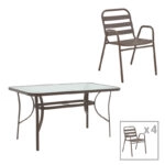 Τραπεζαρία Sussie-Ensure  5τεμ μέταλλο-γυαλί σε καφέ απόχρωση 120x70x70εκ