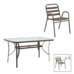 Τραπεζαρία Ensure-Sussie 5τεμ μέταλλο σε καφέ απόχρωση 140x80x70εκ