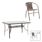 Τραπεζαρία Ensure-Obbi 5τεμ μέταλλο σε καφέ απόχρωση 140x80x70εκ