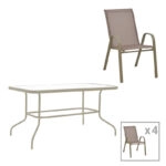 Τραπεζαρία Valor-Calan  σετ 5τεμ μέταλλο σε σαμπανιζέ απόχρωση 110x60x70εκ