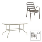 Τραπεζαρία Valor-Sussie  σετ 5τεμ μέταλλο σε σαμπανιζέ φυσική απόχρωση 110x60x70εκ