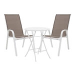 Τραπεζαρία Albero-Calan 3τεμ μέταλλο σε λευκή απόχρωση Φ60x70εκ