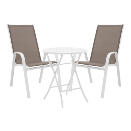 Τραπεζαρία Albero-Calan pakoworld 3τεμ μέταλλο σε λευκή απόχρωση Φ60x70εκ