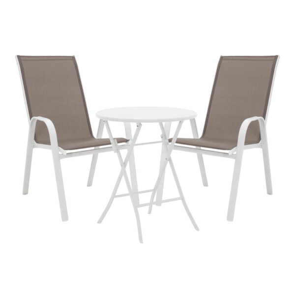 Τραπεζαρία Albero-Calan 3τεμ μέταλλο σε λευκή απόχρωση Φ60x70εκ