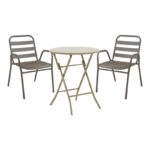 Τραπεζαρία Albero-Sussie  3τεμ μέταλλο σε σαμπανιζέ απόχρωση Φ60x70εκ