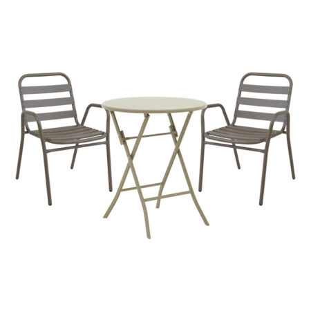 Τραπεζαρία Albero-Sussie pakoworld 3τεμ μέταλλο σε σαμπανιζέ απόχρωση Φ60x70εκ