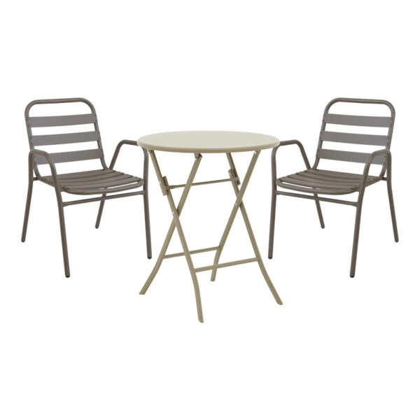 Τραπεζαρία Albero-Sussie  3τεμ μέταλλο σε σαμπανιζέ απόχρωση Φ60x70εκ