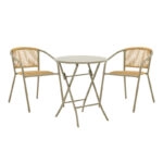 Τραπεζαρία Albero-Lindaria  3τεμ μέταλλο σε σαμπανιζε απόχρωση Φ60x70εκ