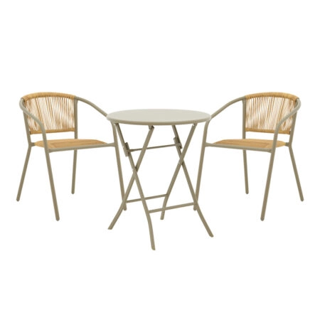 Τραπεζαρία Albero-Lindaria pakoworld 3τεμ μέταλλο σε σαμπανιζε απόχρωση Φ60x70εκ