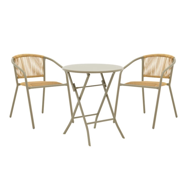 Τραπεζαρία Albero-Lindaria  3τεμ μέταλλο σε σαμπανιζε απόχρωση Φ60x70εκ