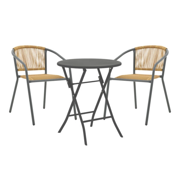 Τραπεζαρία Albero-Lindaria  πτυσσόμενη σετ 3τεμ μέταλλο σε ανθρακί απόχρωση