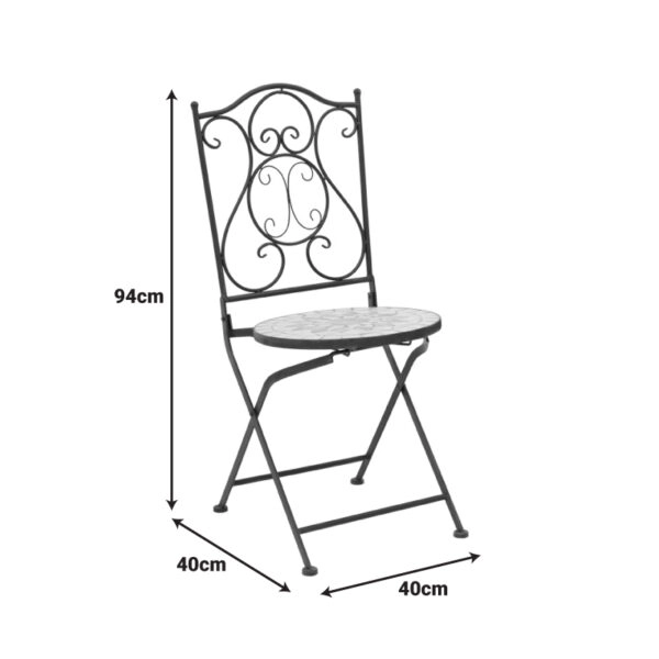 Τραπεζαρία Sellis  σετ 3τεμ μωσαικό-μέταλλο μαύρο