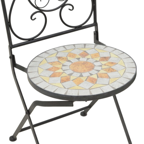 Τραπεζαρία Sellis  σετ 3τεμ μωσαικό-μέταλλο μαύρο
