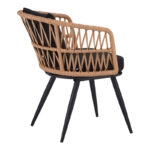 Πολυθρόνα Naoki  pe rattan -metal σε φυσική απόχρωση με μαύρα πόδια/μαξιλάρι 62x60x80εκ