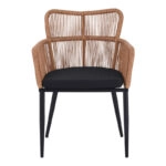 Πολυθρόνα Naoki  pe rattan -metal σε φυσική απόχρωση με μαύρα πόδια/μαξιλάρι 59x62.5x78εκ