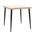 Τραπεζαρία Naoki-Tanish σετ 3 τεμ  μέταλλο μαύρο-pe φυσικό-γυαλί 80x80x78εκ