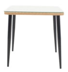 Τραπεζαρία Naoki-Tanish σετ 3 τεμ  μέταλλο μαύρο-pe φυσικό-γυαλί 80x80x78εκ