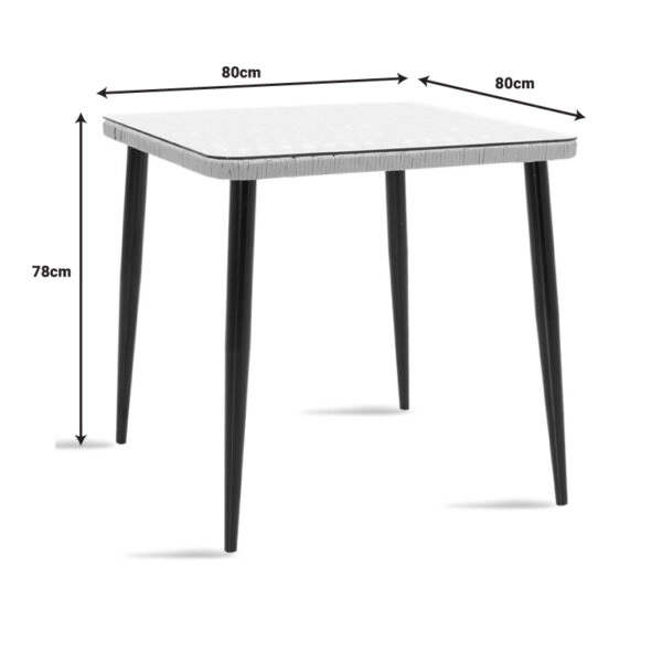 Τραπεζαρία Naoki-Tanish σετ 3 τεμ  μέταλλο μαύρο-pe φυσικό-γυαλί 80x80x78εκ