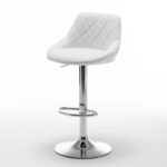 Σκαμπό Bar  GARSA Με Πλάτη Πτυσσόμενο Λευκό PU/Μέταλλο 46x46x83-105cm