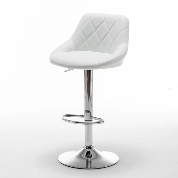 Σκαμπό Bar  GARSA Με Πλάτη Πτυσσόμενο Λευκό PU/Μέταλλο 46x46x83-105cm