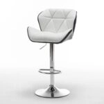 Σκαμπό Bar DRASH Με Πλάτη Πτυσσόμενο Λευκό/Μαύρο PU/Μέταλλο 54x52x87-109cm