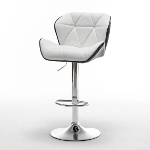 Σκαμπό Bar DRASH Με Πλάτη Πτυσσόμενο Λευκό/Μαύρο PU/Μέταλλο 54x52x87-109cm