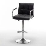 Σκαμπό Bar  DOKK Με Πλάτη Πτυσσόμενο Μαύρο PU/Μέταλλο 52x56x94-115cm