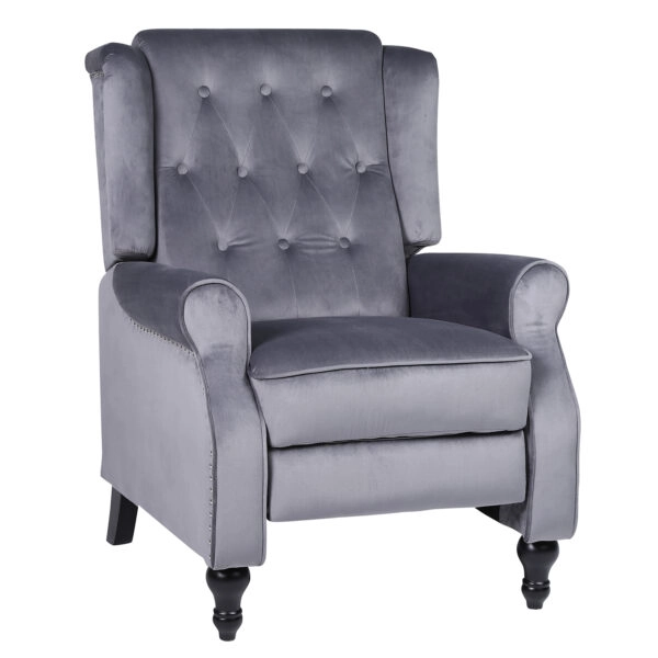 Πολυθρόνα Ανακλινόμενη ArteLibre ALNAIR Γκρι Βελούδο 78x85x104cm