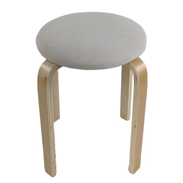 Σκαμπό ArteLibre MILOA Mπεζ/Φυσικό Ύφασμα/Ξύλο 42x42x45cm