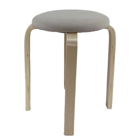 Σκαμπό ArteLibre MILOA Mπεζ/Φυσικό Ύφασμα/Ξύλο 42x42x45cm