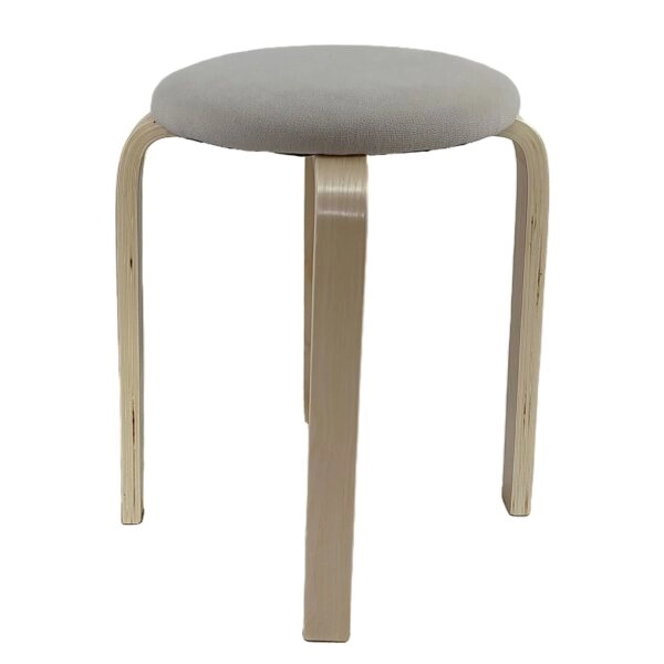 Σκαμπό ArteLibre MILOA Mπεζ/Φυσικό Ύφασμα/Ξύλο 42x42x45cm