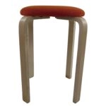 Σκαμπό ArteLibre MILOA Πορτοκαλί/Φυσικό Ύφασμα/Ξύλο 42x42x45cm