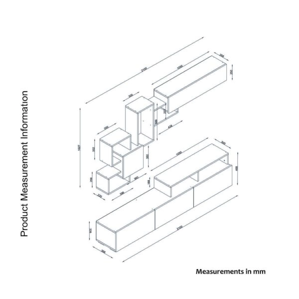 Σύνθετο  MONTANA Sapphire/Ανθρακί Μοριοσανίδα 210x36.8x33.9cm