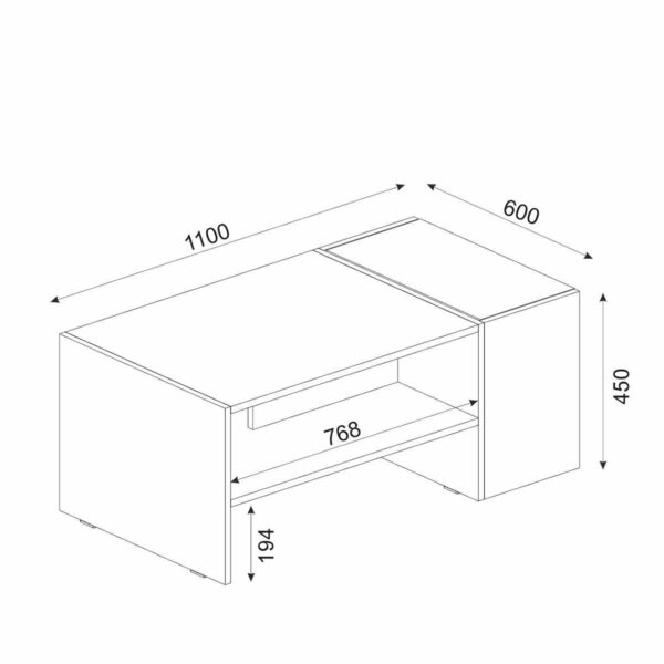 Τραπεζάκι Σαλονιού  LEROS Φυσικό/Ανθρακί Μοριοσανίδα/Μελαμίνη 110x60x45cm