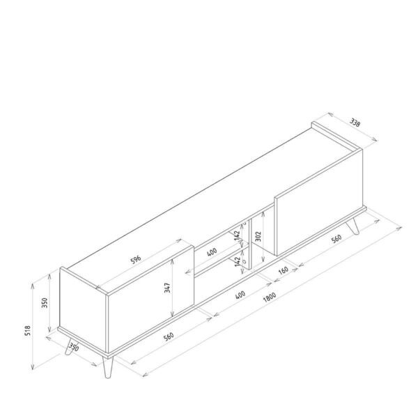 Έπιπλο Τηλεόρασης BINNEY Καφέ Μοριοσανίδα/Μελαμίνη 180x33x51cm